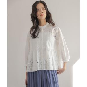 ブラウス シャツ エンブロイダリーレーススタンドネック ブラウス レディース