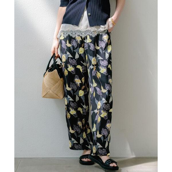 パンツ カラーリリープリント ワイド パンツ レディース