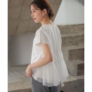 tシャツ GIZAコットンチュールコンビ カットソー レディース