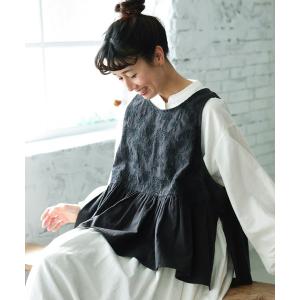 ベスト ジレ 味わい刺繍ベスト レディース