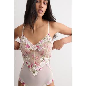 インナーシャツ 肌着 Pretty Flowers チュールボディースーツ レディース