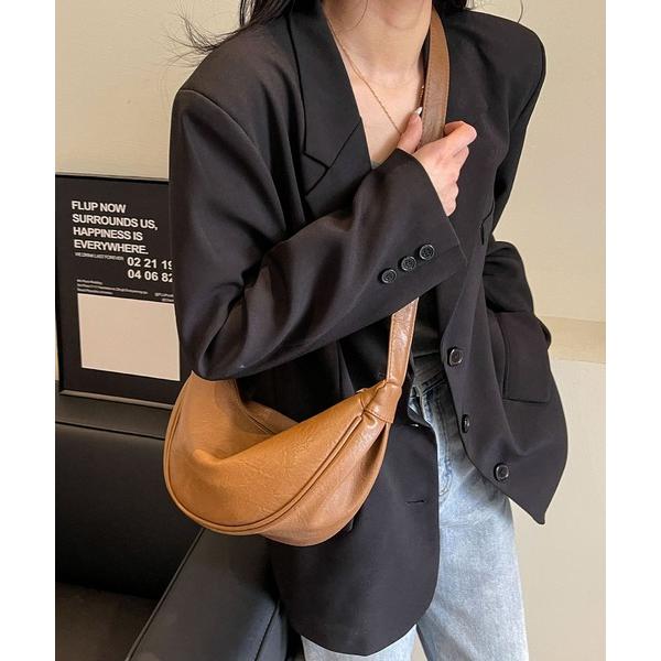 ショルダーバッグ バッグ PUレザー ハーフムーンショルダーバッグ レディース