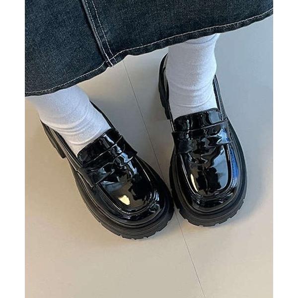 ローファー 厚底ヒール ローファー ボリュームソール レディース