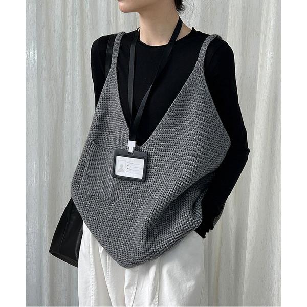 ニット セーター ワッフル編みニットビスチェ レディース