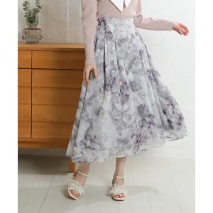 スカート オパール花柄フレアスカート