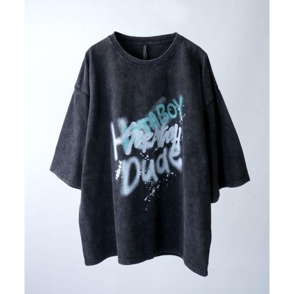 tシャツ Chemical hard wash printed t-shirt/ケミカル ハードウォ...