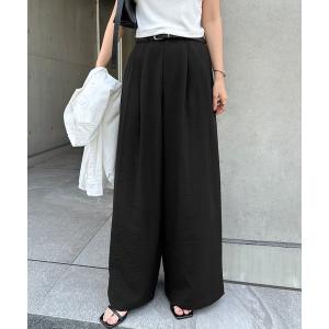 ワイドパンツ スラックス パンツ タックワイドパンツ レディース