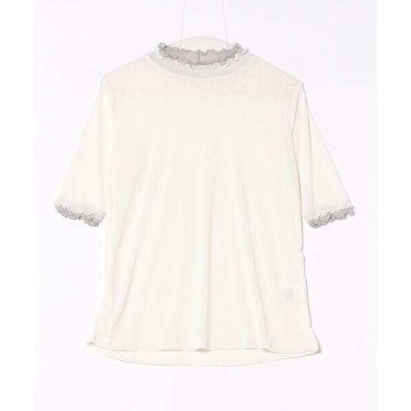 tシャツ シアー素材重ね着風フリル衿プルオーバー レディース