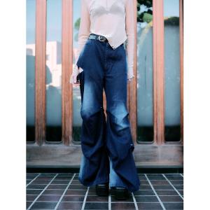 ワイドパンツ ジーンズ デニム デニムパンツ 「TAJEN:T」TUCK DESIGN DENIM PANTS/ タックデザインデニムパンツ レディース メンズ