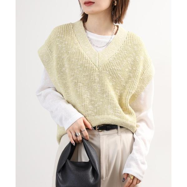 ベスト ジレ 5Gミックスヤーン ニットベスト レディース
