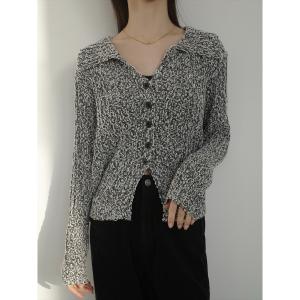 ニット セーター スラブニットポロネックカーディガン / ミックス レディース