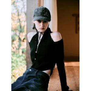 ニット セーター 「TAJEN:T」CUT OUT KNIT BODY SUITS/カットアウトニットボディースーツ/オープンショルダーニットトップス