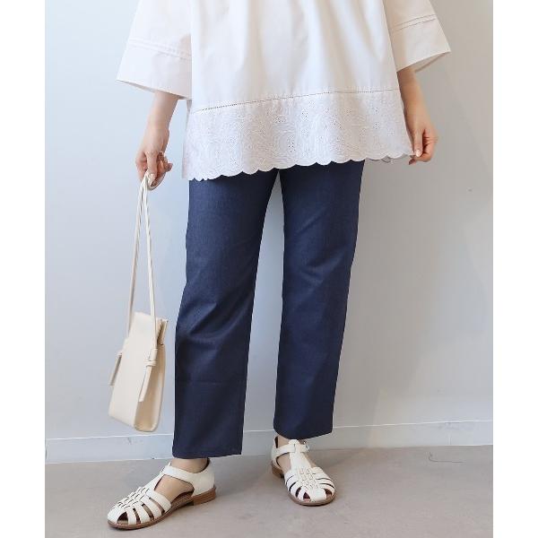 パンツ 「L〜6L 大きいサイズ」デニムライクストレッチカットレングスパンツ レディース