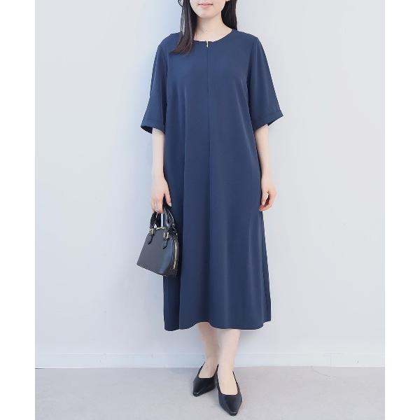 ワンピース 「L〜5L 大きいサイズ」フロントZIPAラインワンピース