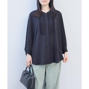 ブラウス シャツ 「L〜5L 大きいサイズ」フロントタックバンドカラーブラウス レディース