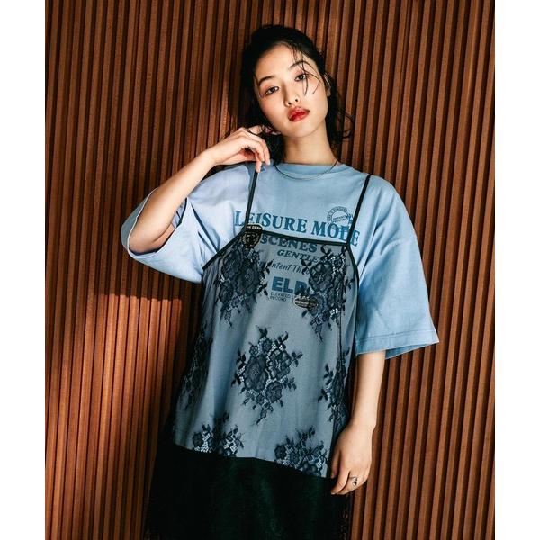 キャミソール レースレイヤードキャミチュニック　647490