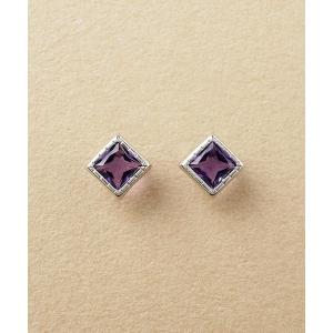 ピアス 「 セカンドピアス」Ptアメジスト スクエアカットピアス レディース｜ZOZOTOWN Yahoo!店