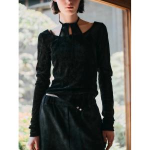 tシャツ 「TAJEN:T」SHEER VELOUR HALTERNECK TOPS/シアーベロアホルターネックトップス/ セットアイテム レディース