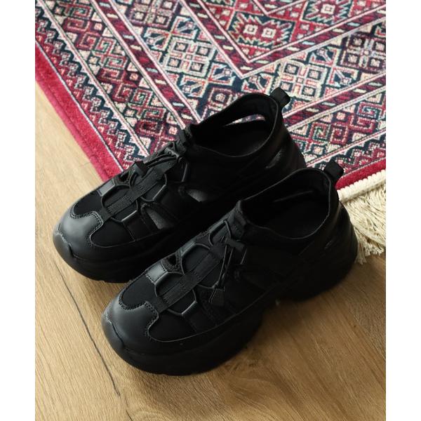 スニーカー 軽量厚底ドローコードスニーカーサンダル レディース