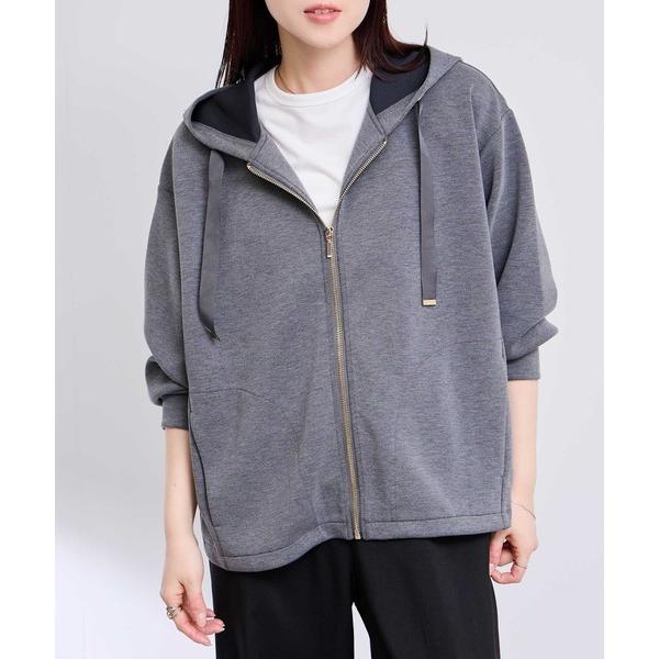 パーカー 「後ろ姿まで抜かりなく♪ 」 レディース バック布帛切り替え ジップパーカー レディース