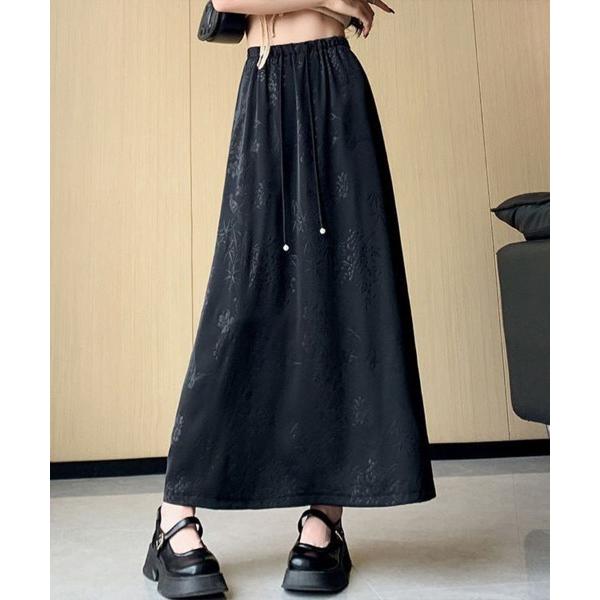 スカート 花柄リラックスロングスカート