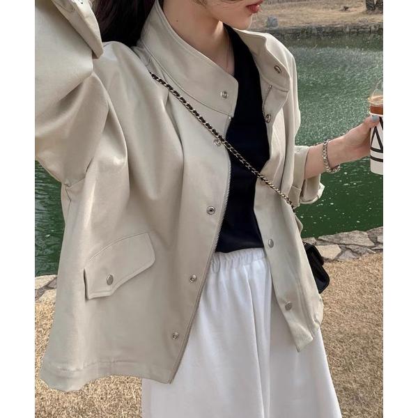 コート アウター スタンドカラーライトアウター レディース
