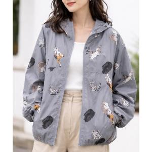 総柄プリントジップパーカー