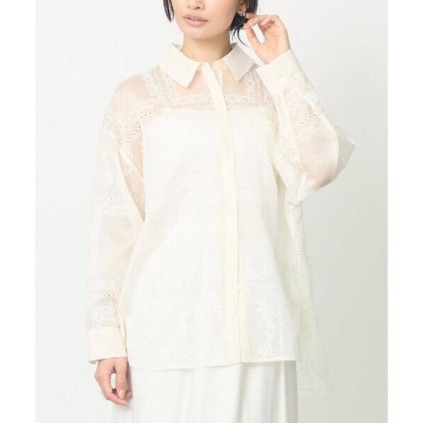 ブラウス シャツ 「シアー素材」総レースクレリックシャツ/春服/レイヤード/透け感/大人フェミニン ...