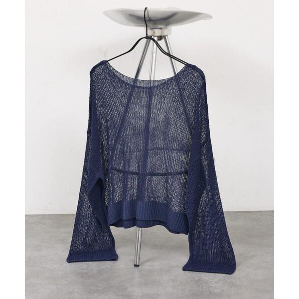 ニット セーター 「メッシュ編み」シアーニットプルオーバー/春服/夏服/レイヤード/長袖/リネンライ...