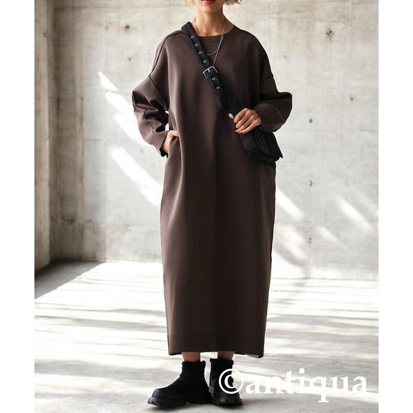 「antiqua」 長袖ワンピース R モカ レディース