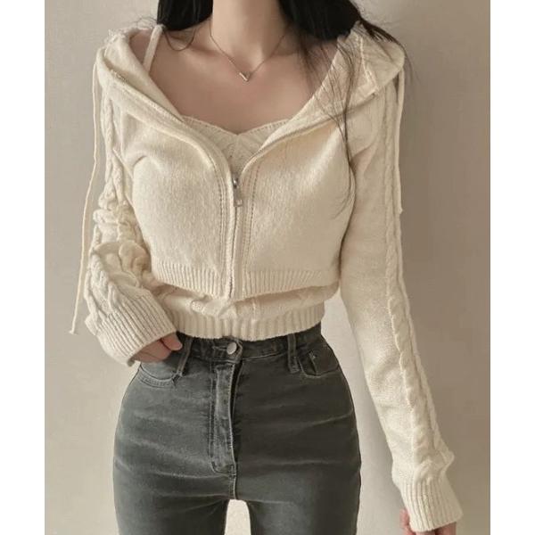 「AsRiRe」 ニットアンサンブル M アイボリー レディース