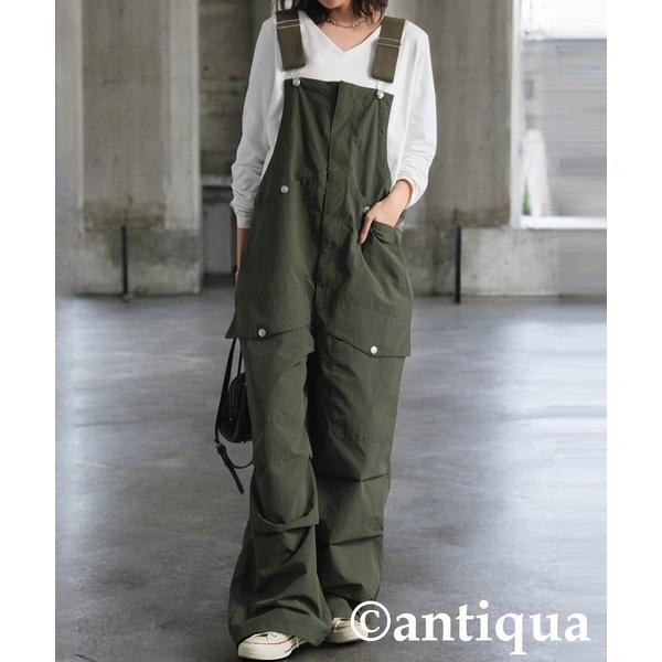 「antiqua」 オーバーオール R カーキ レディース