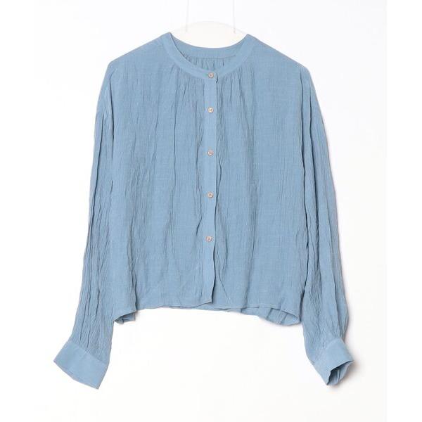 「Java」 フリル長袖ブラウス M ブルー レディース