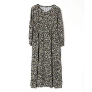 「GLOBAL WORK」 花柄長袖ワンピース M ブラック レディース