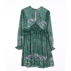 「Ted Baker」 レース長袖ワンピース 0 グリーン レディース