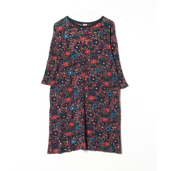 「BOHEMIANS」 花柄7分袖ワンピース S ブラック レディース