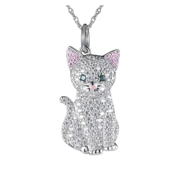 ネックレス ジルコニア猫ネックレス レディース