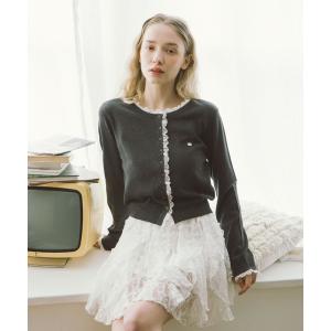 ニット セーター レースレイヤードニットカーディガン レディース