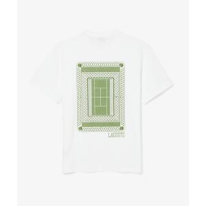 ラコステ tシャツ ヘビーウェイト コートグラフィックバックプリントTシャツ メンズ レディース