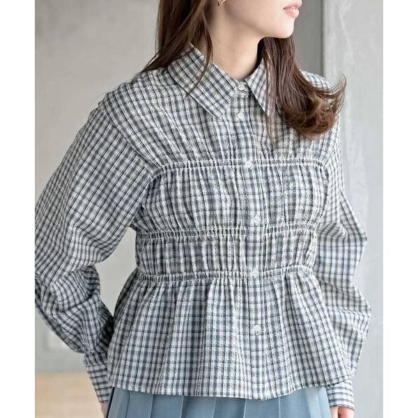 ブラウス シャツ ワッフルシャーリングブラウス レディース