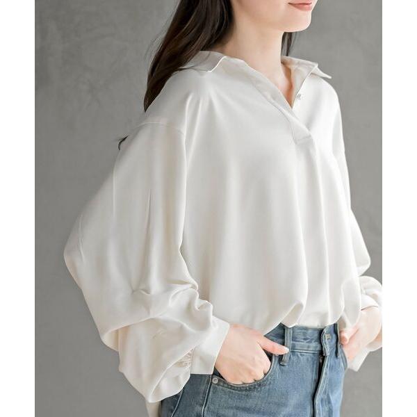 ブラウス シャツ 変形袖タックスキッパーブラウス レディース