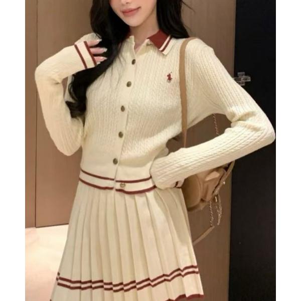 セットアップ セットアップ　ラインデザインニットトップス＆スカート レディース