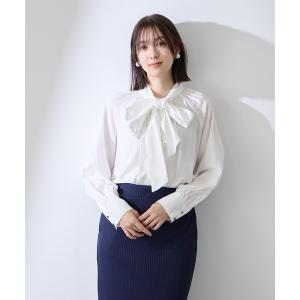 ブラウス シャツ クリアローンワイドボウタイブラウス レディース