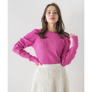 ニット セーター シャーリングスリーブニット レディース