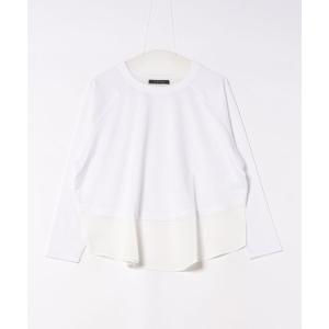 tシャツ ポンチローマ異素材ラウンドヘムカットソー「洗濯機で洗える」 レディース