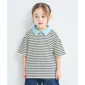 tシャツ 「リンクコーデ」「さらっとワッフル」ユニセックス ボーダー ポロ半袖Tシャツ キッズ 子供服 男の子 女の子