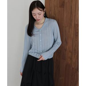 カーディガン シアーポロニットカーディガン レディース