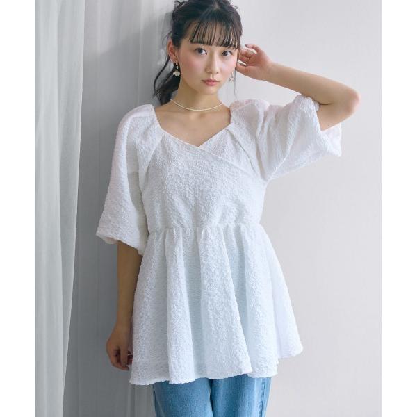 ブラウス シャツ 「大きいサイズ」ふくれジャガードペプラムチュニック marun レディース