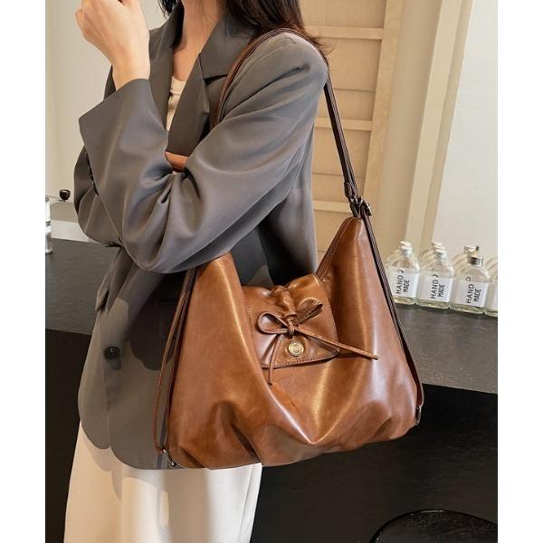 ショルダーバッグ バッグ 2way 合成皮革 リボンモチーフ ショルダーバッグ リュック レディース