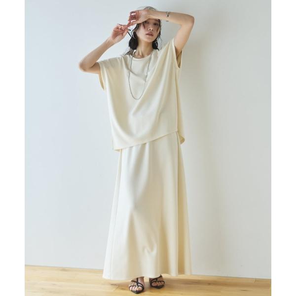 スカート 「セットアップ対応」多機能ソフトリブセミフレアスカート